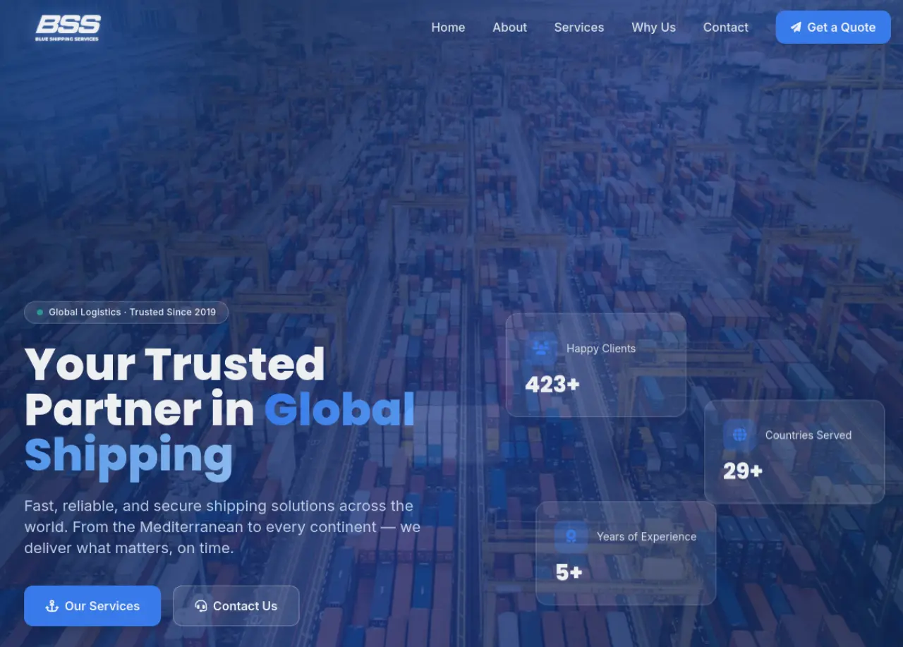 Screenshot of Blue Shipping Services